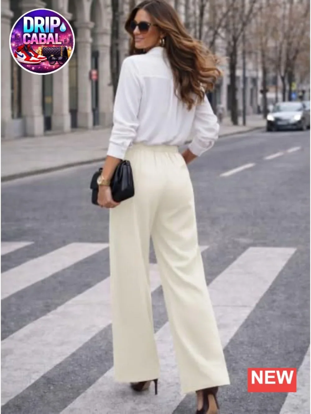 Wide Leg Dress Pants High Waisted Pull On Work Trousers Business Casual Palazzo